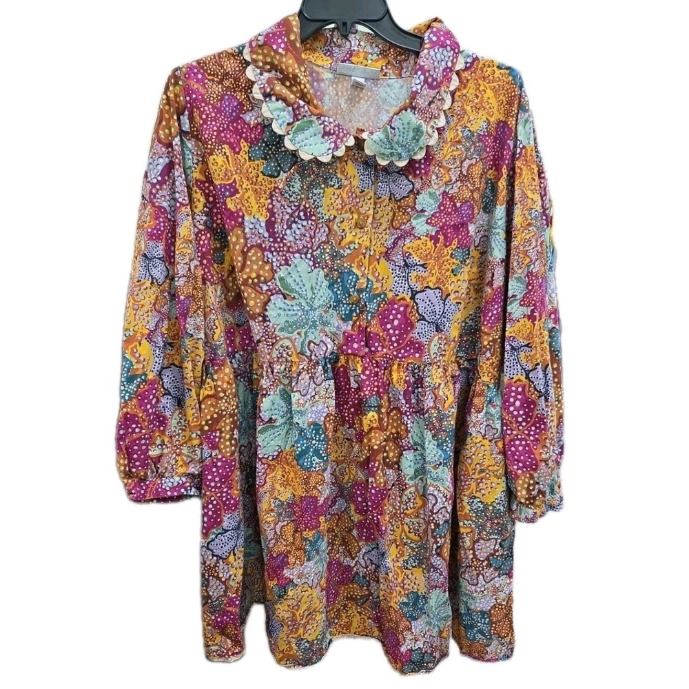 Kika Vargas x Target Floral Scallop Collar Babydoll Mini Dress Multi Color 4X